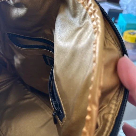 Authentic Vintage Versace Black Satchel with Embroidered Gold Sun Logo - Picture 15 of 15